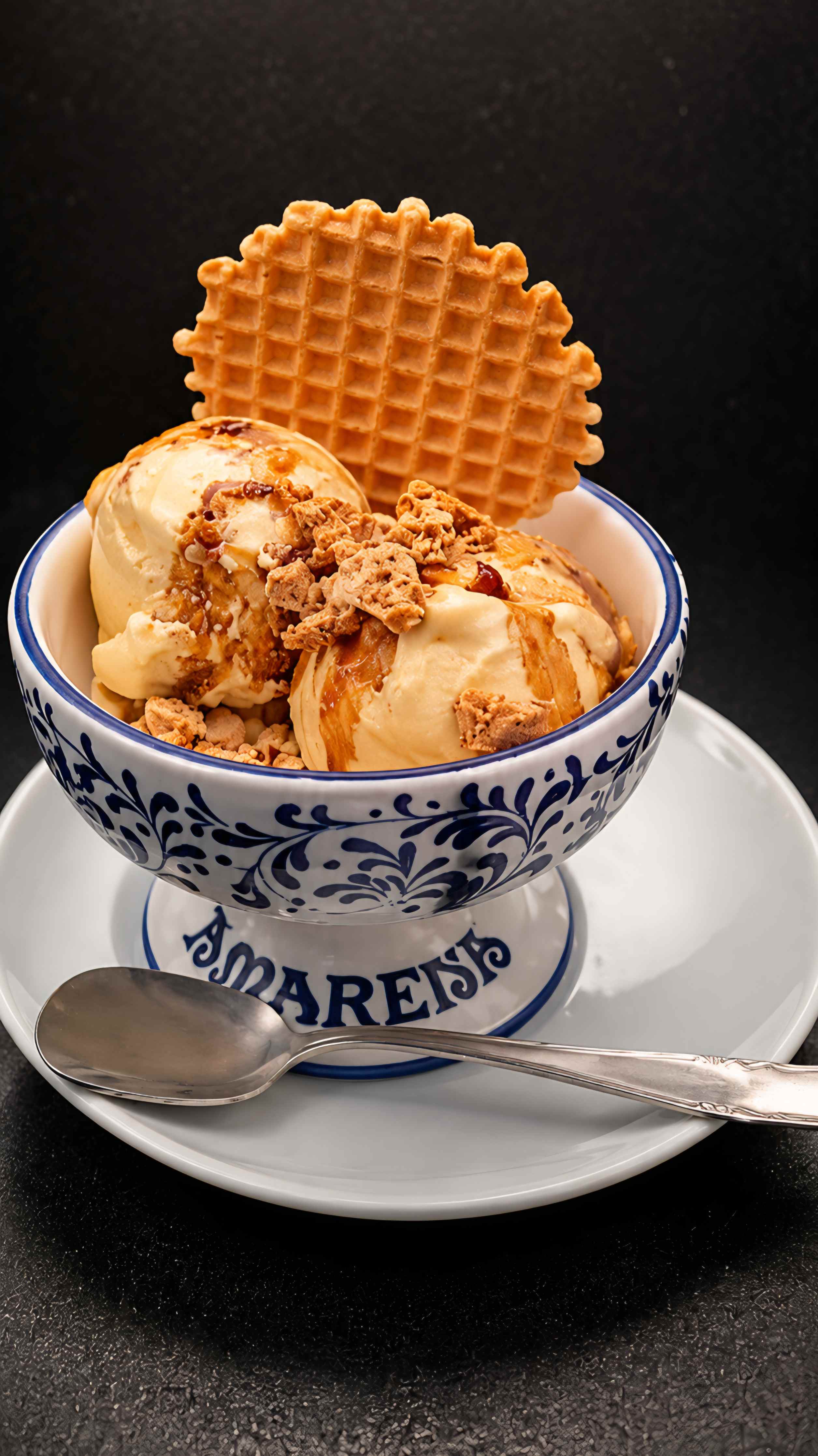 Gelato in coppa Amarena con wafer